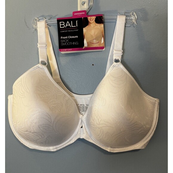 NWT Bali Underwire Bra Front Close Back Smoothing Comfort Revolution 40DD white - Picture 1 of 5